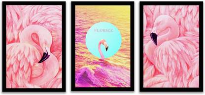 Painting Mantra Tropical Pink Flamingo Framed Art Print Digital Reprint 17 inch x 9.4 inch Painting