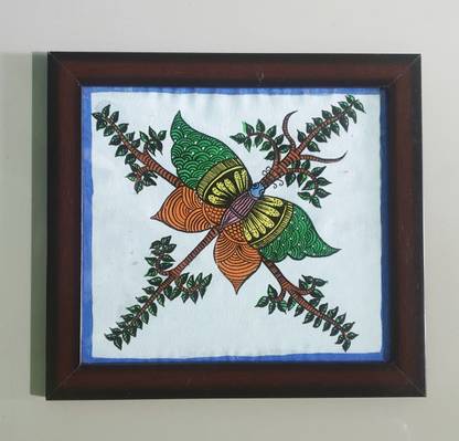 Flickhaat Butterfly Gond Painting Watercolor 12 inch x 12 inch Painting