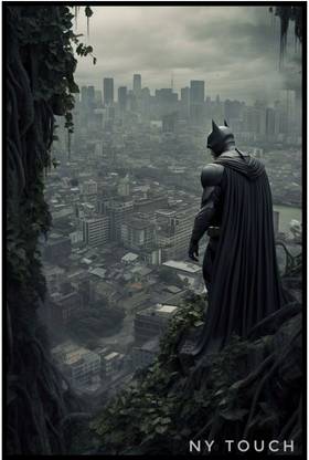 NYTOUCH batman classic back pose glass wall painting 12*18 Glass Print 12 inch x 18 inch Painting