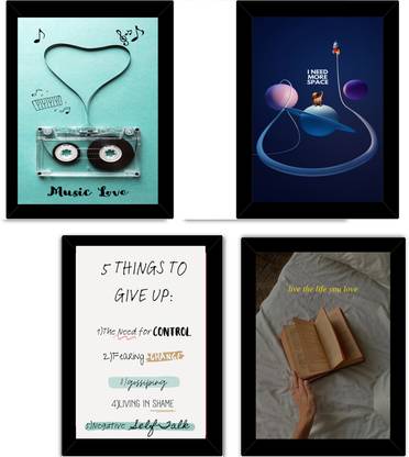 Tohfa Quotes Photo Frames Set of 4 Digital Reprint 11.7 inch x 8.3 inch Painting