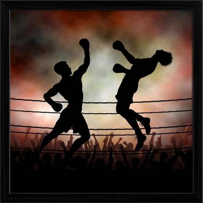Boxers Canvas Painting Black Synthetic Frame 24 x 24 inch (61 x 61 cms) Canvas 24 inch x 24 inch Painting