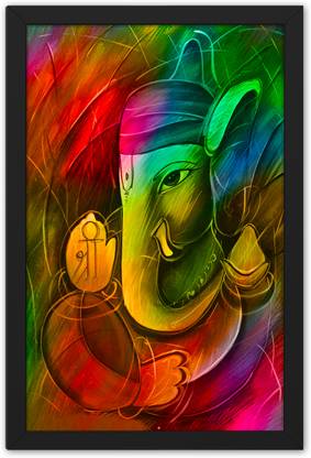 Ritwika's Lord Ganesha Modern Art Multicolor Abstract Digital Reprint 13.5 inch x 9.5 inch Painting