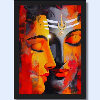 BKS Craft Shiva Parvati Abstract Poster – Divine Love Spiritual Wall Art Digital Reprint 12 inch x 8 inch Painting