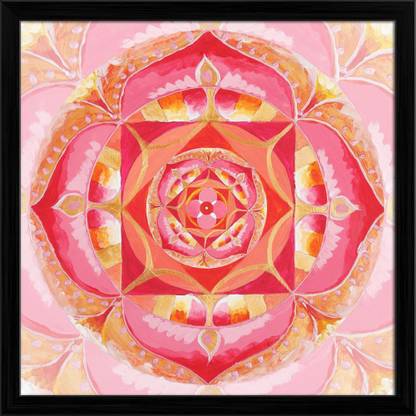 Artzfolio Mandala Of Muladhara Chakra Canvas Painting Black Frame 24x24inch (61x61cms) Canvas 24 inch x 24 inch Painting