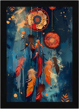 FRIZZY ARTS Twilight Dreams – Abstract Dreamcatcher Fantasy A4 Digital Reprint 13 inch x 10 inch Painting
