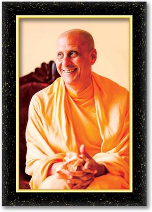 KSS RADHANATH SWAMI photo frame (Wood Base and Front Laminated) Acrylic 18 inch x 12 inch Painting