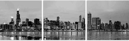 Artzfolio Chicago Skyline Panorama, USA Split Art Painting 75.5 x 24 inch (192 x 61 cms) Digital Reprint 24 inch x 75.5 inch Painting