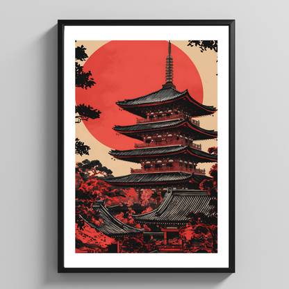 Ruby Pagoda | Framed Wall Poster | Wall art for home, office | Paper Print