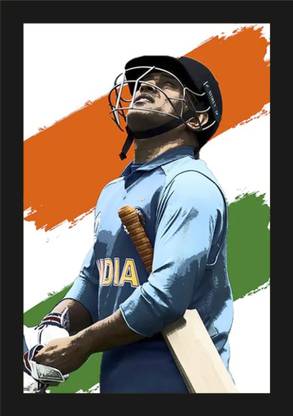 जॉग क्राफ्ट ms dhoni photo, dhoni photo, mahi photo frame डिजिटल रीप्रिंट 10 inch x 14 inch पेंटिंग