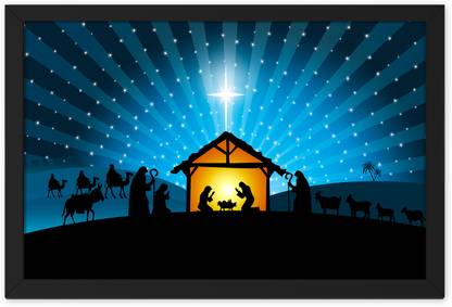 Ritwika's Christmas Nativity Scene Baby Jesus Modern Artwork Painting Digital Reprint 9.5 inch x 13.5 inch Painting
