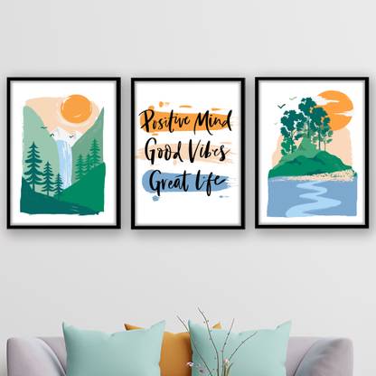 NoWorries Minimalist mountains illustration art wall deocr paintings for home decoration Digital Reprint 14 inch x 11 inch Painting