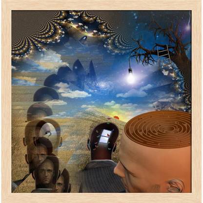 Artzfolio Strange Scene Canvas Painting Natural Brown Frame 24x24.3inch (61x62cms) Canvas 24.3 inch x 24 inch Painting