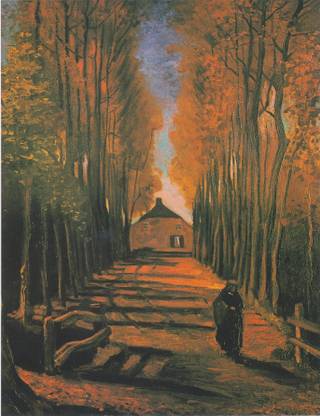DecorAdventures *Avenue of Poplars in Autumn (1884)* by Van Gogh. Canvas Digital Reprint 18 inch x 14 inch Painting