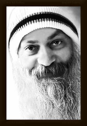 Braj Art Gallery Osho Acharya Rajneesh Candid Smile B&W Photo Frame Digital Reprint 19.5 inch x 13.5 inch Painting