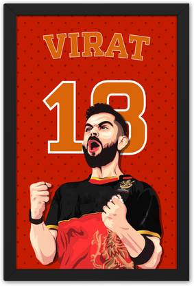ऋत्विकाज़ Indian Cricketer Virat Kohli In Celebrating Pose Sports Framed Poster डिजिटल रीप्रिंट 13.5 inch x 9.5 inch पेंटिंग