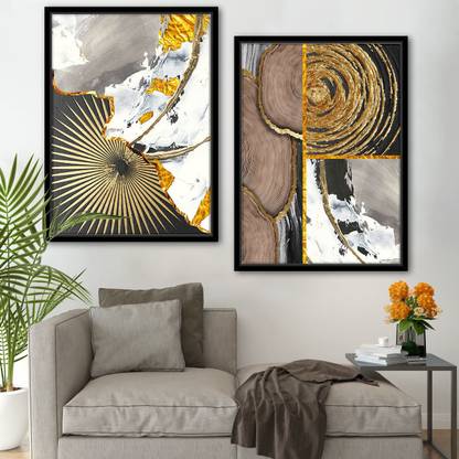 Painting Mantra Abstract Tree Rings Wall Art Canvas Contemporary Prints for Loft Apartment Canvas 35 inch x 23 inch Painting