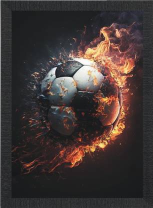 PSART Burnt Football image | Football photo frame | painting Digital Reprint 18 inch x 14 inch Painting