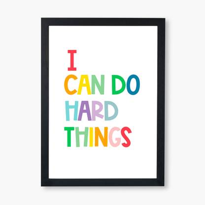 Wizzartprints "I can Do Hard Things" Motivational Quotes Wall Hanging Wood Framed Poster Ink 12.5 inch x 9 inch Painting