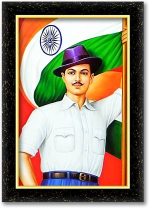 ARAAKA SHAHEED BHAGAT SINGH photo frame (Wood Base and Front Laminated) Acrylic 12 inch x 8 inch Painting