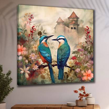 saf Wooden Framed Nature Art Canvas Wall Painting for Home Décor and Office Digital Reprint 16 inch x 16 inch Painting