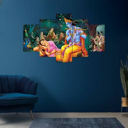 Deveie Craft Lord Radha Krishna MDF wall painting for Home decoration Digital Reprint 17 inch x 30 inch Painting