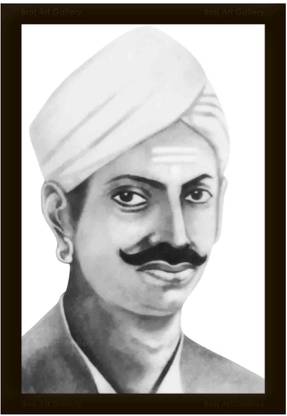 Braj Art Gallery Mangal Pandey B&W Portrait Photo Frame Digital Reprint 19.5 inch x 13.5 inch Painting