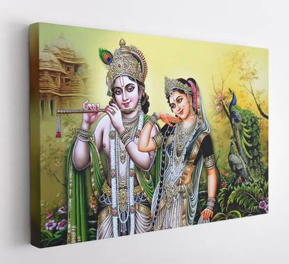 GIFTMASTER Radha Krishna photo Frame Unique and Thoughtful Present for Krishna Followers Canvas 12 inch x 18 inch Painting