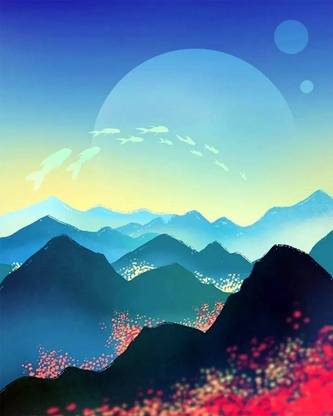 Whattacraft Paint by Numbers in Gift Tube Packaging - Mystical Sunrise Canvas 20 inch x 16 inch Painting