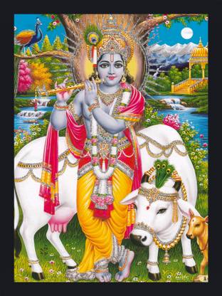 Gita Govinda Bal Krishna Sparkle Coated Photo Religious Frame