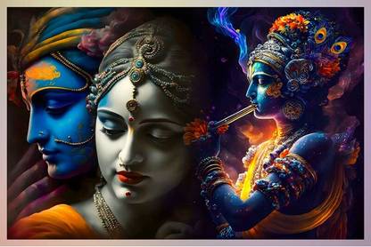 AJAY radha krishna love krishna bhagwan painting on canvas Canvas 23 inch x 20 inch Painting