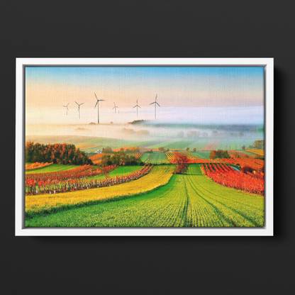 GIFTMASTER Beautiful Windmill Farm Floating Photo Frame: Add Serenity To Your Walls Canvas 20 inch x 30 inch Painting