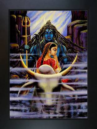 MHridayCraft MHC - Shiv Parvati ji 20 Digital Reprint 12 inch x 9 inch Painting