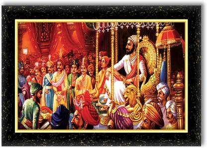 KSS KSS SHIVAJI MAHARAJ RAJYABHISHEK PHOTO FRAME (WOOD BASE AND FRONT LAMINATED) Acrylic 12 inch x 18 inch Painting