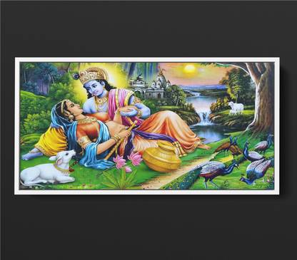 GIFTMASTER Radha Krishna Painting Photo Frame Big Size Frame Ideal For Wall Art Canvas 24 inch x 12 inch Painting