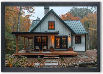 Devatwal Beautiful House Scenery Photo Frame For Wall Mounted Painting Digital Reprint 10 inch x 14 inch Painting