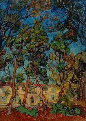 DecorAdventures *Pine Trees in the Garden of Asylum (1889)* by Van Gogh. Canvas Canvas 21 inch x 16 inch Painting