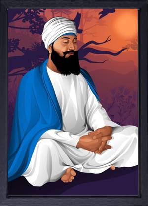 Vsk Art Guru Tegh Bahadur Ji Photo Frame Digital Reprint 12 inch x 8 inch Painting