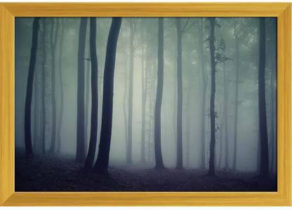 Artzfolio Dark Forest Canvas Painting Golden Synthetic Frame 17.5 x 12 inch (44 x 30 cms) Canvas 12 inch x 17.5 inch Painting