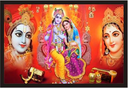 BSH XTORE Radha Krishna Painting Art Digital Reprint 12 x 18 inch Painting (With Frame) Digital Reprint 18 inch x 12 inch Painting