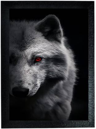 bareth brothers White Wolf with Red Eyes | Dark Aesthetic Animal Poster | Home & Office Decor Digital Reprint 33 inch x 25 inch Painting