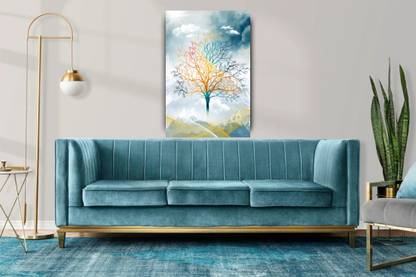 JORAS digital-graphic-like-impression-drawing-colorful-tree-digital Canvas 45 inch x 30 inch Painting
