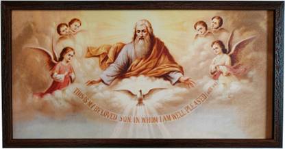 Elegance God the Father Jesus Christ wall painting frame Christian Art painting Digital Reprint 13.25 inch x 25.25 inch Painting