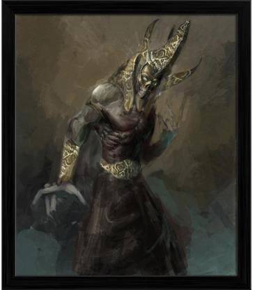 Artzfolio Undead Egyptian Pharao Rising Framed Wall Art Painting Print Canvas 13.8 inch x 12 inch Painting