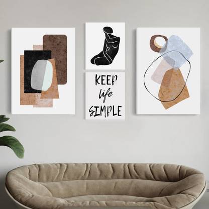 Painting Mantra Set of 4 Keep Life Simple Boho Canvas Art Print Painting for Decor Canvas 22 inch x 16 inch Painting