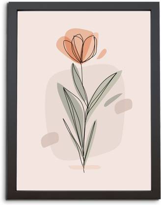 TheKarkhana “One Line Art Drawing Single Peachg” Laminated (Without Glass) Digital Reprint 12 inch x 8 inch Painting