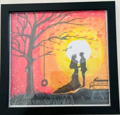 DHARMIK PANCHAL Natural scene COUPLE / OIL PASTEL / DRAWING /WITH FRAME Oil 50 inch x 50 inch Painting