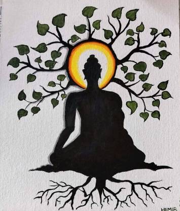 Himir Arts Buddha Canvas Painting Canvas 12 inch x 10 inch Painting