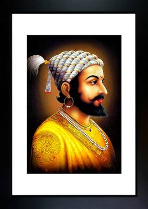 CrowdHall Chhatapati Shivaji Photo Frame | Shivaji Maharaj Photo Frame Digital Reprint 13.5 inch x 10 inch Painting