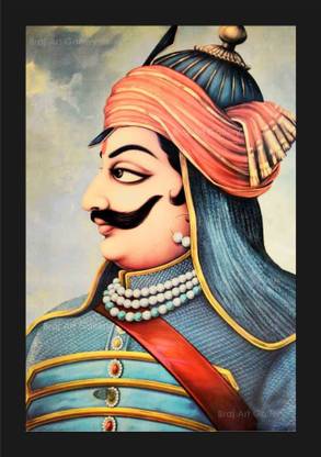 jog craft maharana pratap photo, maharana pratap photo frame, Digital Reprint 12 inch x 8 inch Painting