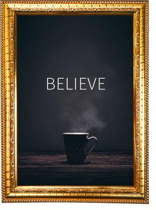 HAWAI Motivational Quote "Believe" Photo with Synthetic Wood Frame Digital Reprint 13.5 inch x 10 inch Painting
